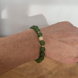 Bracelet jade vert naturel, bracelet luxe finition or 18K