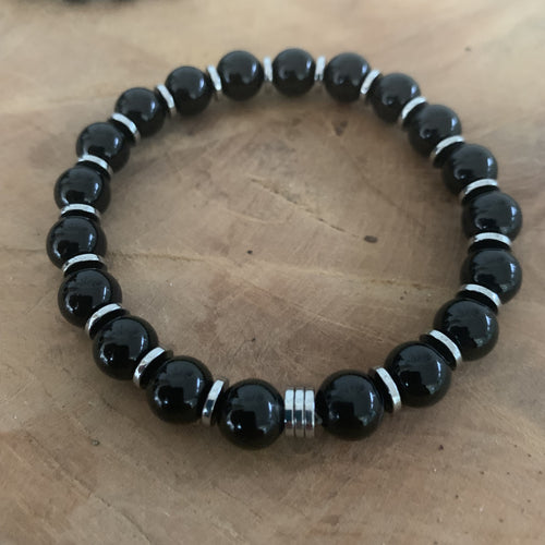 bracelet onyx noir et hématite naturelle pour homme entrepreneur