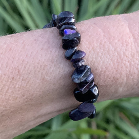 Natural black obsidian bracelet, men's bracelet