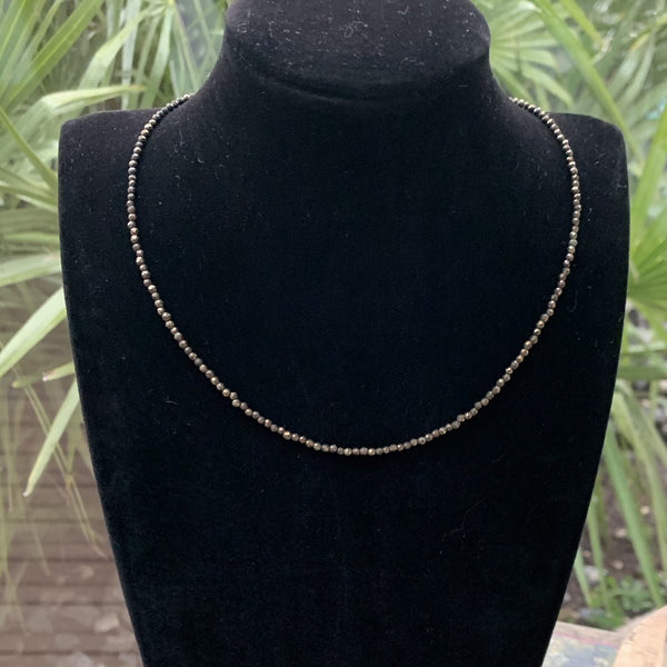 collier pyrite en perles facettées, ras de cou pour femmes et hommes