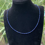 collier lapis-lazuli en perles facettées, ras de cou