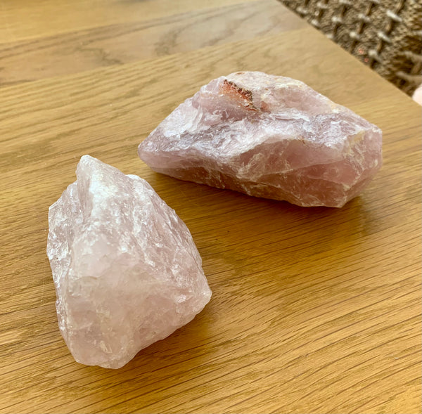 Natural raw rose quartz