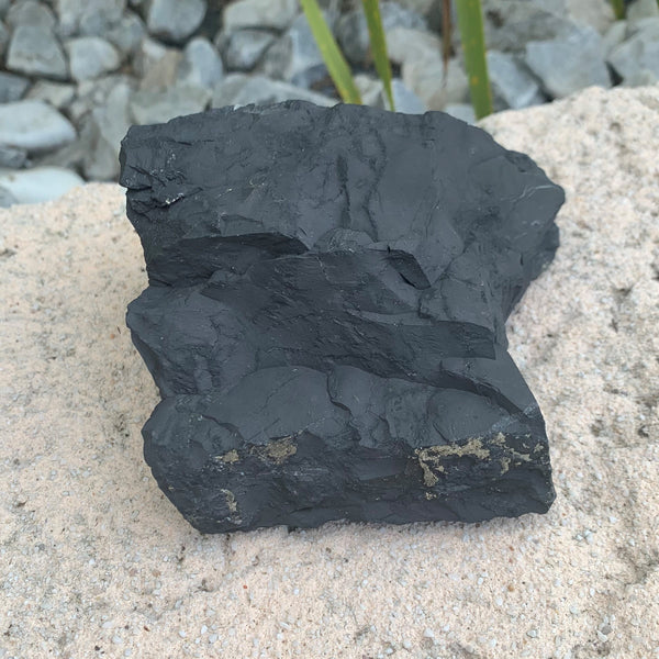 Grande shungite naturelle authentique, un magnifique bloc de shungite brute