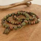 Bracelet unakite et tortue, bracelet pour la convalescence