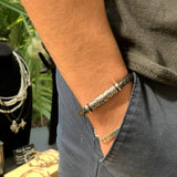 Bracelet cuir noir, cuir naturel, bracelet homme