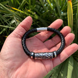 Black leather bracelet, natural leather, men's bracelet