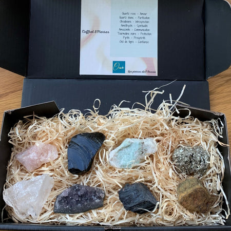 Coffret d'encens pétales de rose, bâtons d'encens et quartz rose