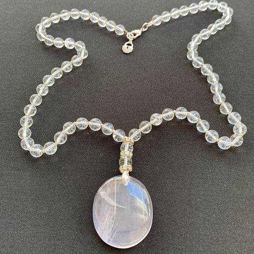 Rose quartz and crystal necklace