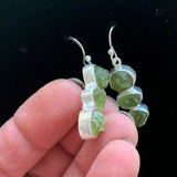 Silver raw peridot earrings