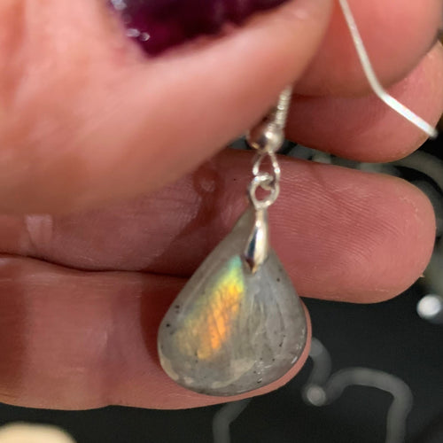 Rainbow clear labradorite earrings extra quality